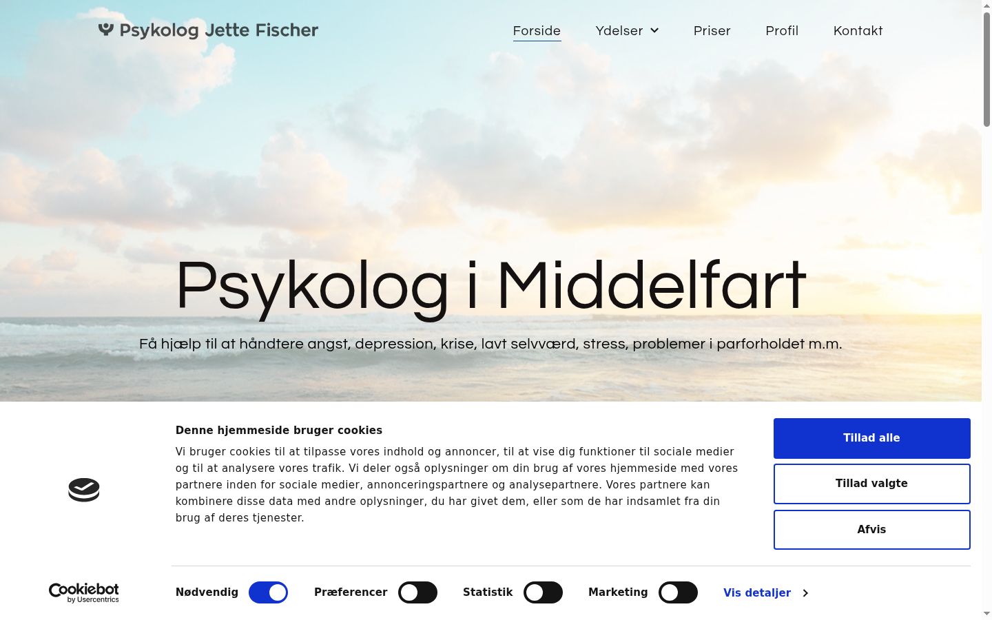Captura de ecrã do banner de consentimento apresentado antes de qualquer interação