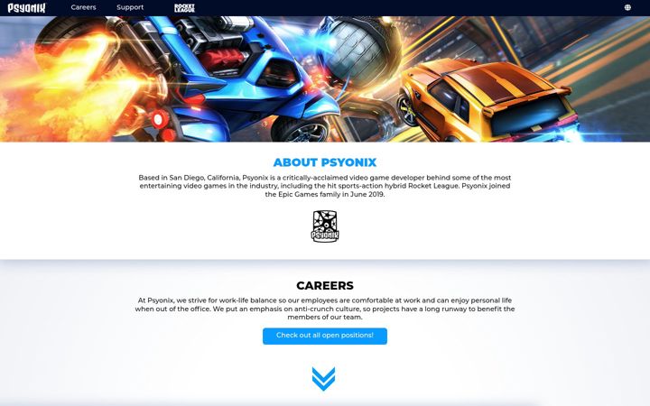 Screenshot van psyonix.com