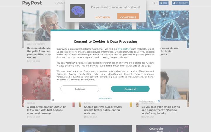 Screenshot of psypost.org