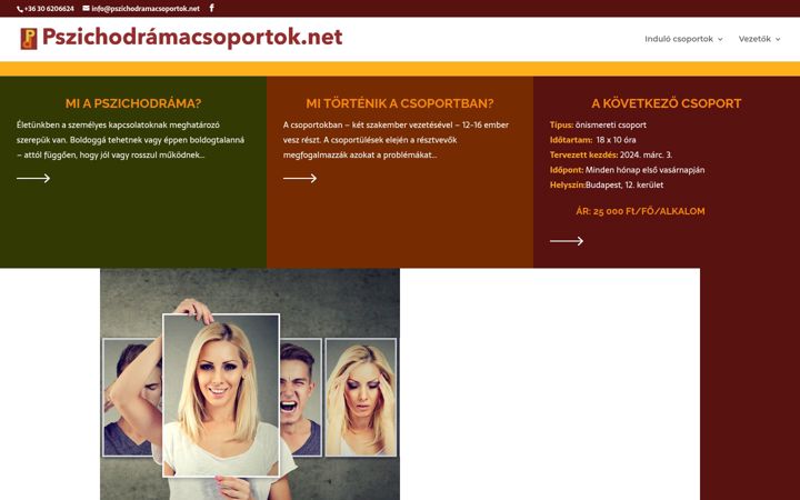 Screenshot of pszichodramacsoportok.net