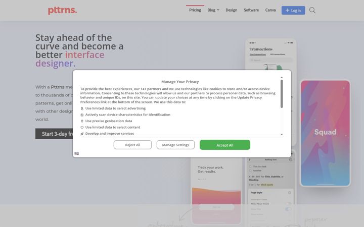 Screenshot of pttrns.com