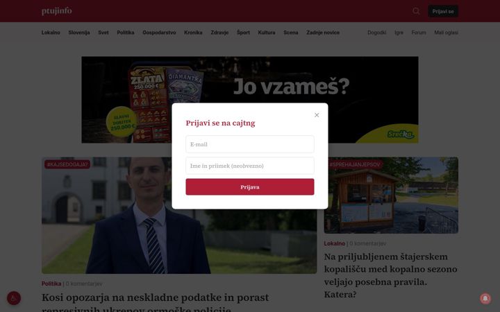 Screenshot of ptujinfo.com