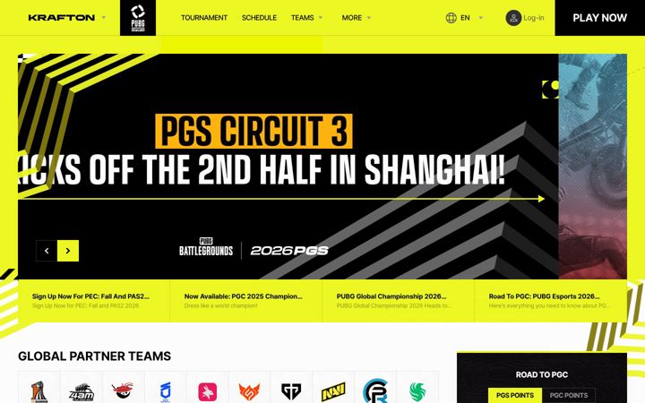 Screenshot of pubgesports.com