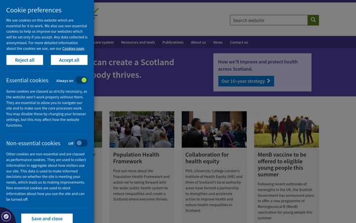 Screenshot of publichealthscotland.scot