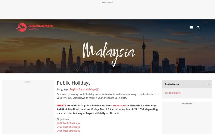 Screenshot of publicholidays.com.my