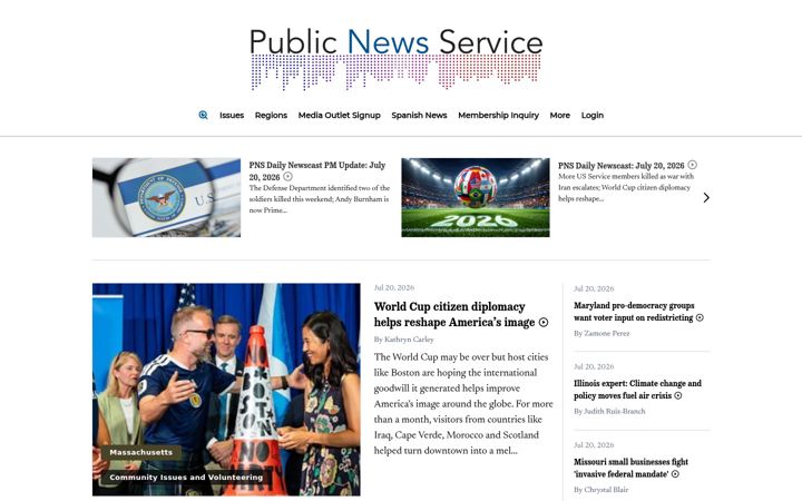 Screenshot of publicnewsservice.org