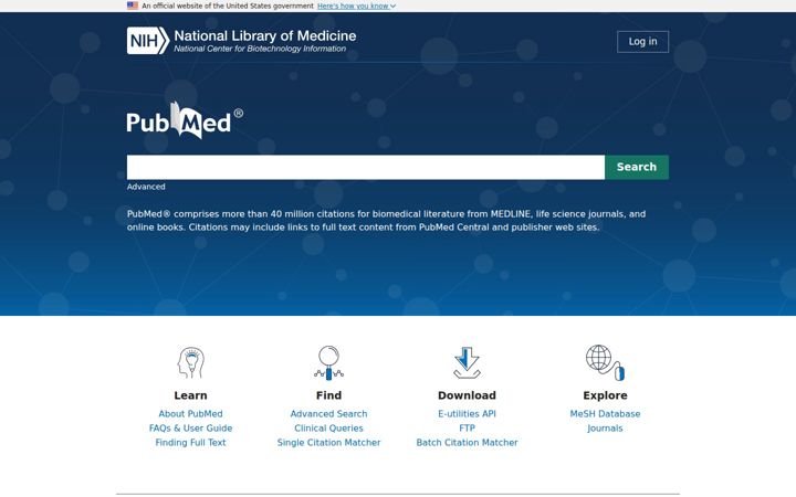 Screenshot of pubmed.gov