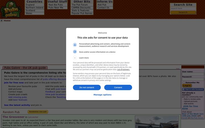 Screenshot of pubsgalore.co.uk