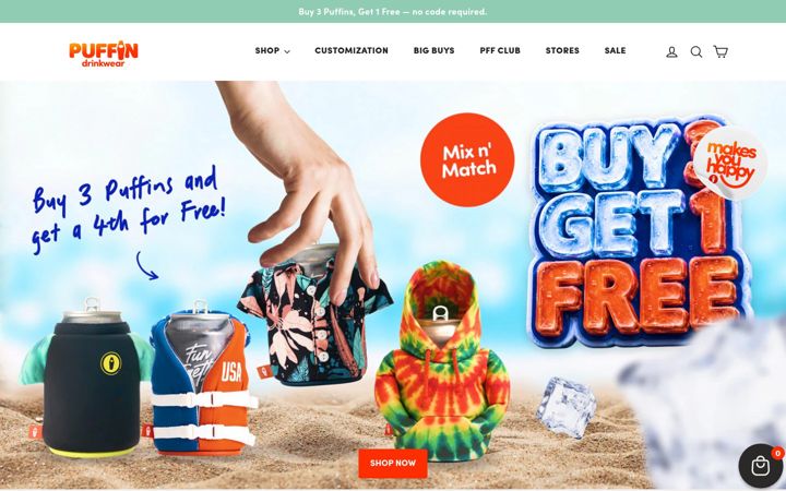 Screenshot of puffindrinkwear.com