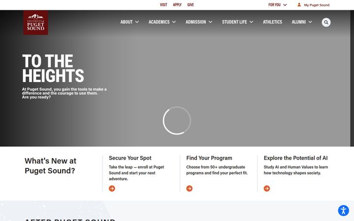 Screenshot of pugetsound.edu
