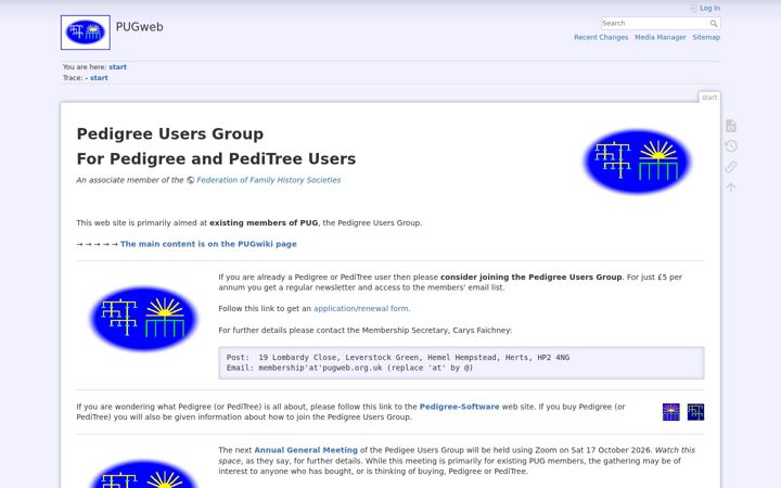 Screenshot of pugweb.org.uk