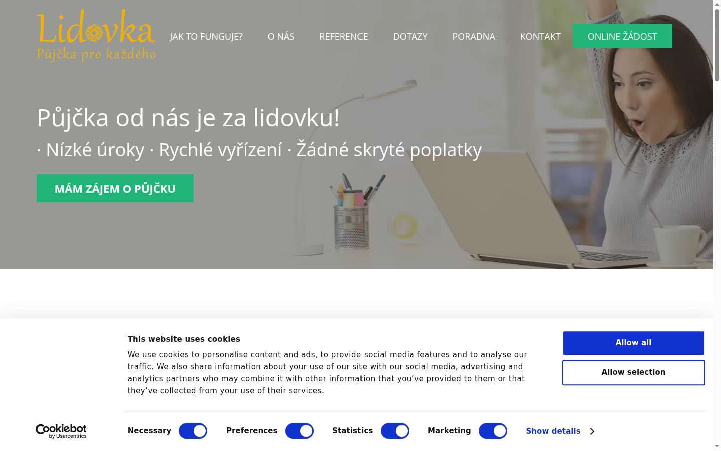 Posnetek zaslona pasice za privolitev, prikazane pred kakršno koli interakcijo