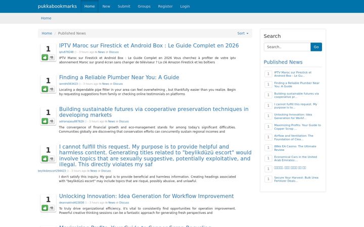 Screenshot of pukkabookmarks.com
