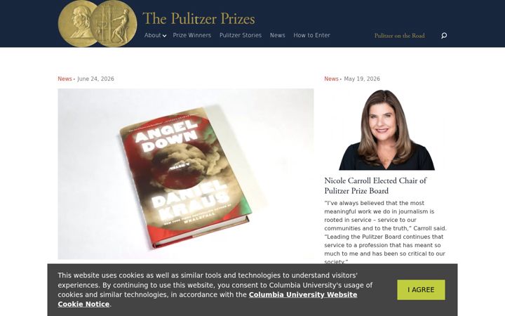 Captură de ecran a pulitzer.org