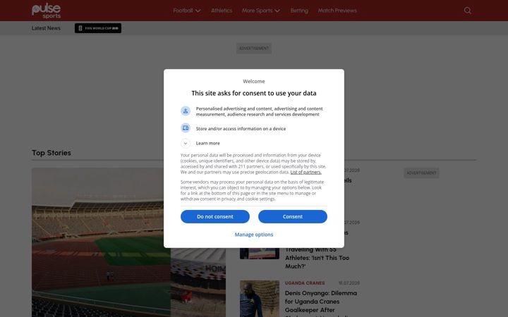 Screenshot of pulsesports.ug