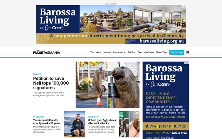 Screenshot of pulsetasmania.com.au