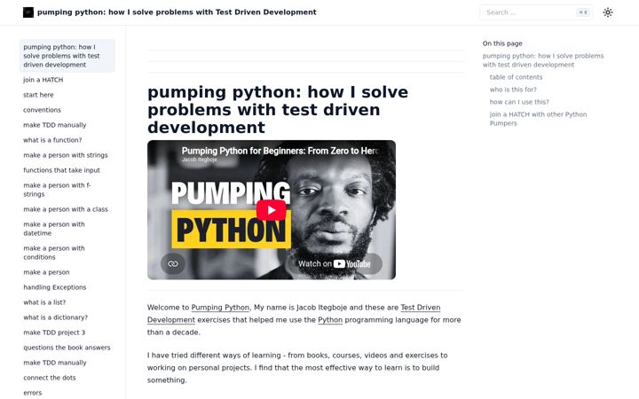 Skærmbillede af pumpingpython.com