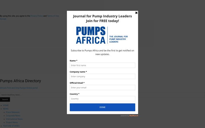 Screenshot of pumps-africa.com