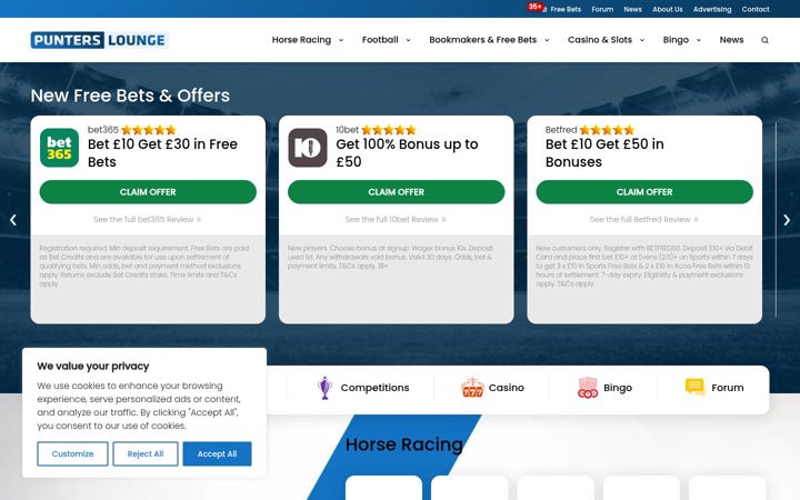 Screenshot of punterslounge.com