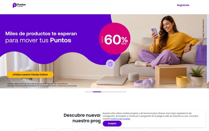 Screenshot of puntoscolombia.com