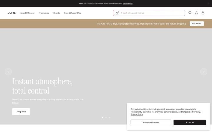 Screenshot of pura.com