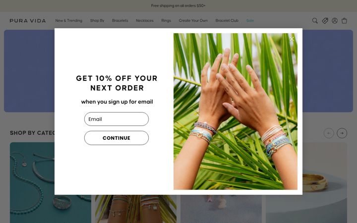 Screenshot of puravidabracelets.com