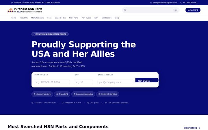 Screenshot of purchasensnparts.com