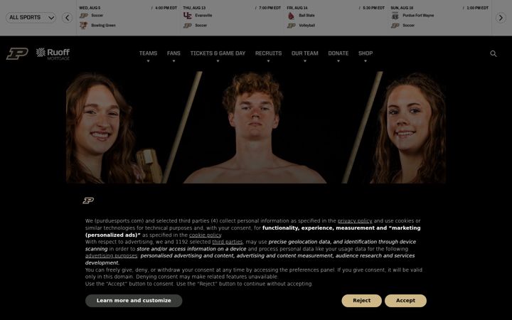 Screenshot of purduesports.com