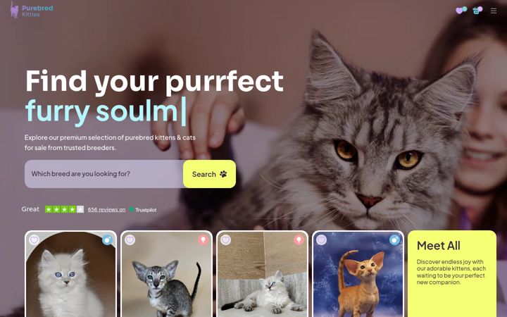 Snimka zaslona za purebredkitties.com