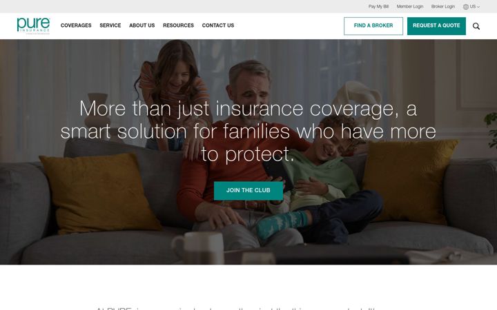 Skärmbild av pureinsurance.com