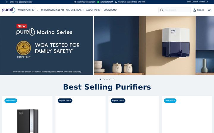 Skärmbild av pureitwater.com