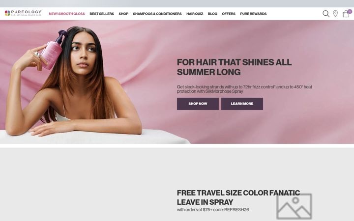 Screenshot of pureology.com