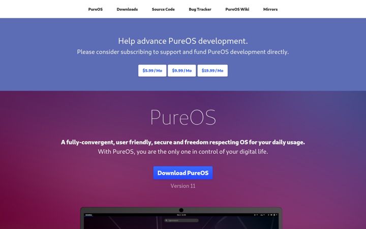 Screenshot of pureos.net