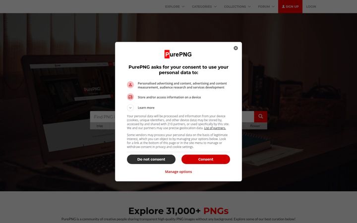 Screenshot of purepng.com