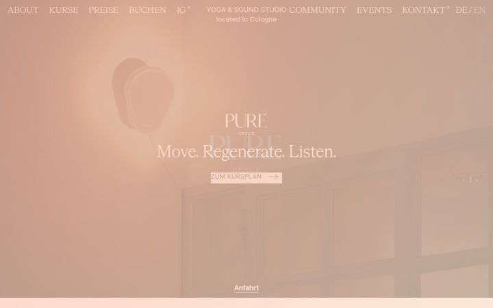 Screenshot of purespace.yoga