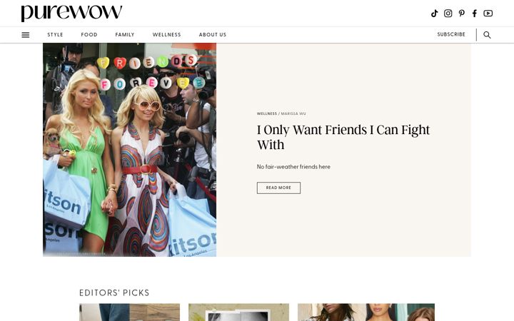 Snímek obrazovky purewow.com