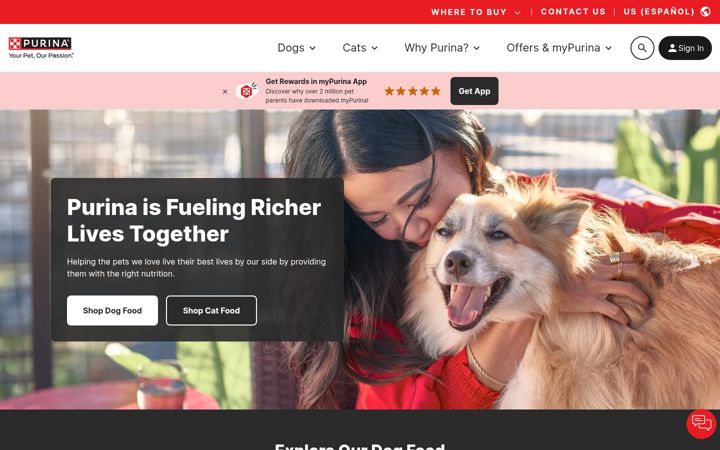 Posnetek zaslona purina.com