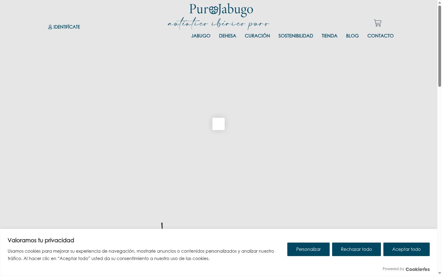 Captura de ecrã do banner de consentimento apresentado antes de qualquer interação
