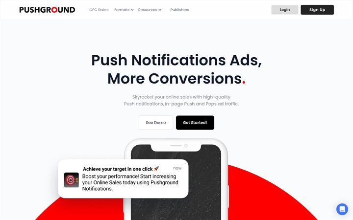 Screenshot of pushground.com