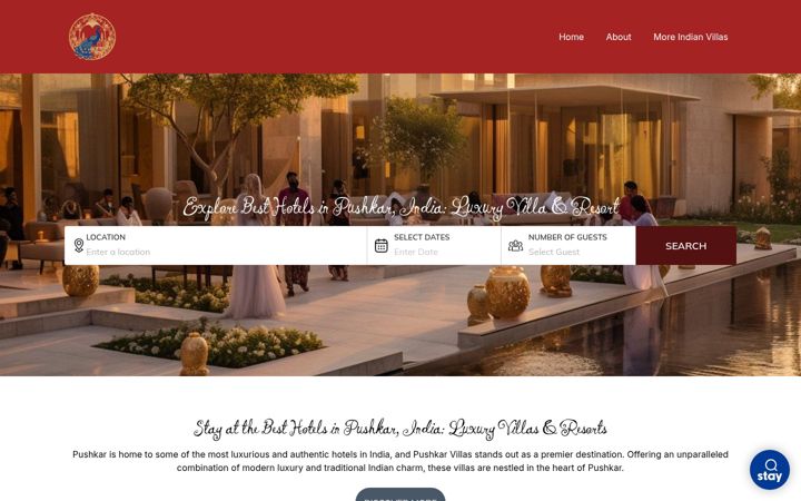 Screenshot of pushkarvillas.com
