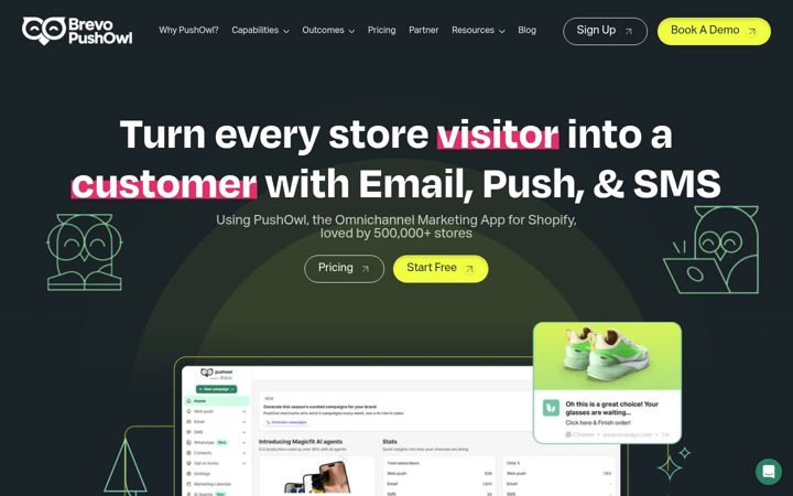 Screenshot von pushowl.com