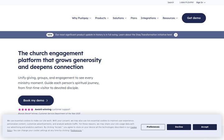 Screenshot von pushpay.com