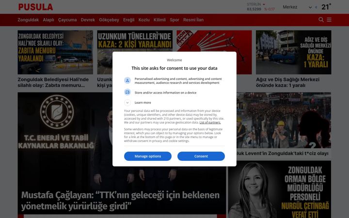Screenshot of pusulagazetesi.com.tr