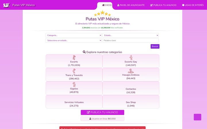 Screenshot of putasvipmexico.com
