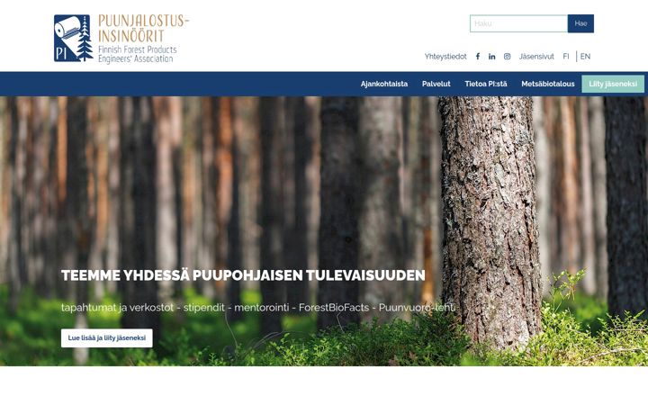 Screenshot of puunjalostusinsinoorit.fi