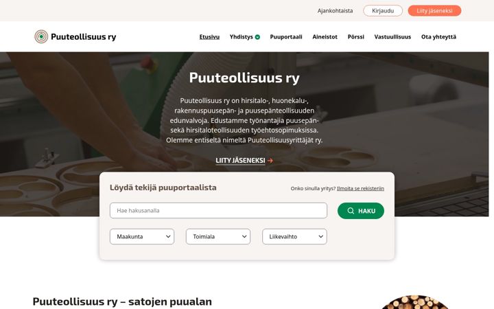 Zrzut ekranu puuteollisuus.fi