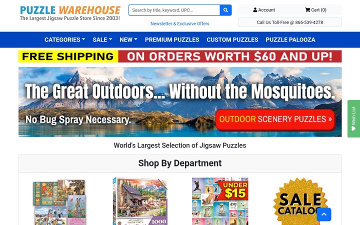 Screenshot of puzzlewarehouse.com
