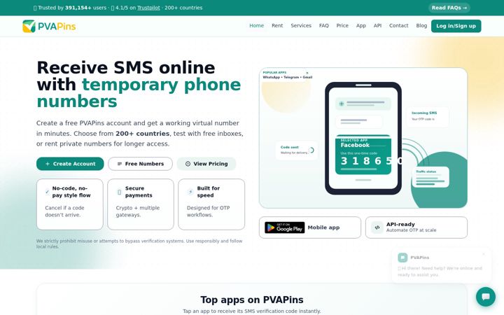 Screenshot of pvapins.com
