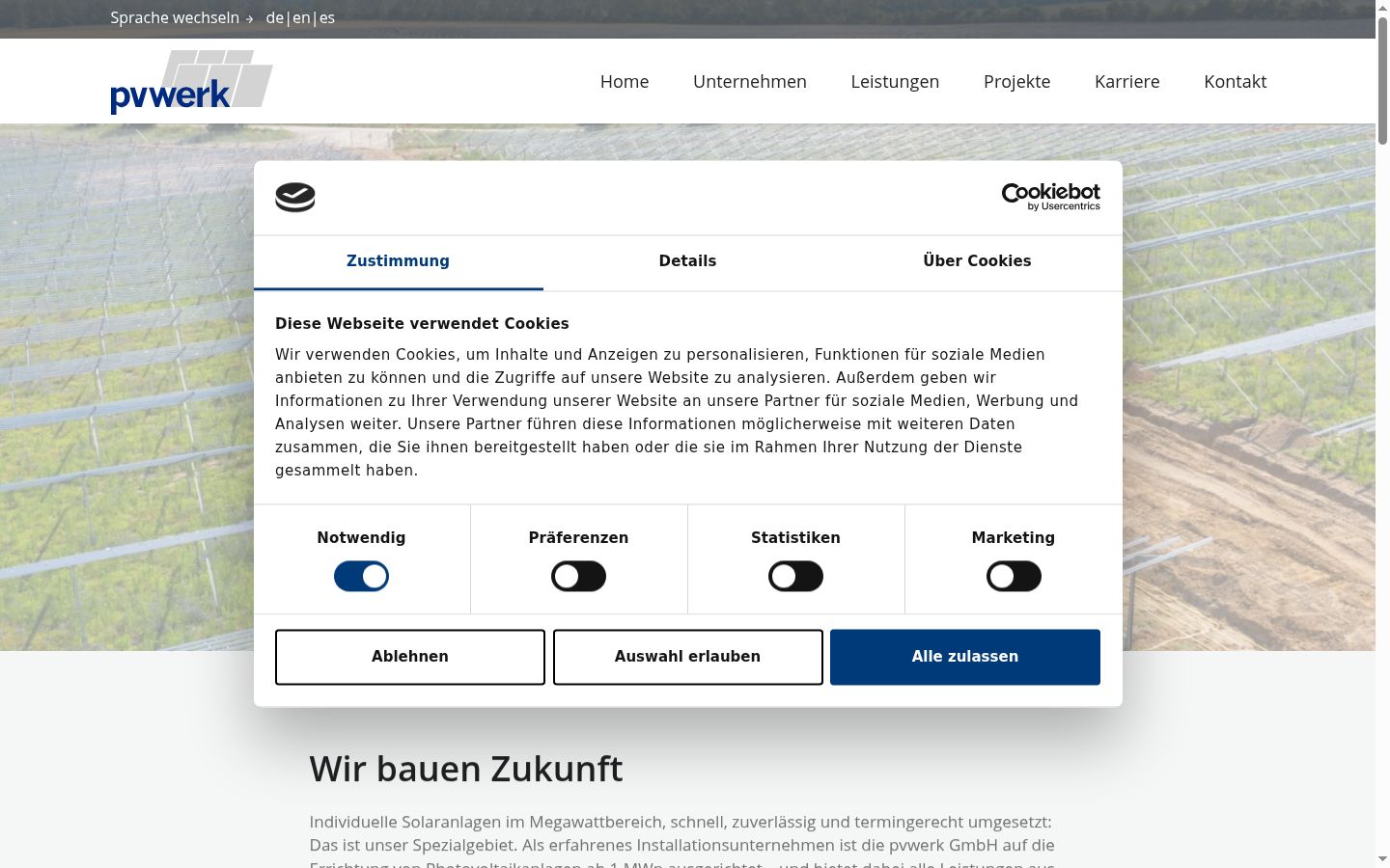 Screenshot of the consent banner shown before any interaction