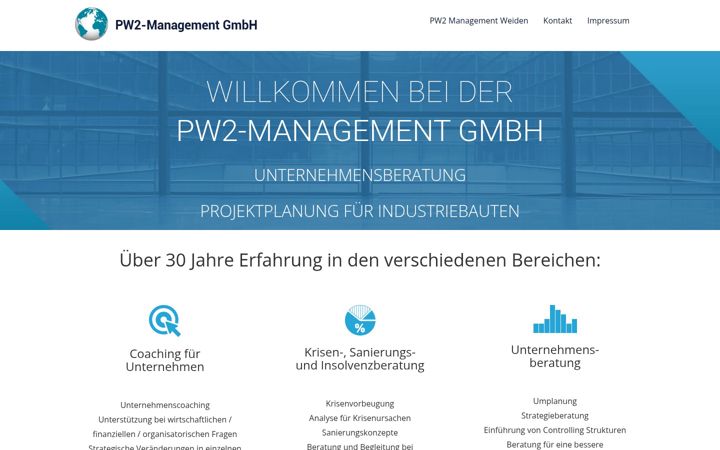 Skärmbild av pw2management.de